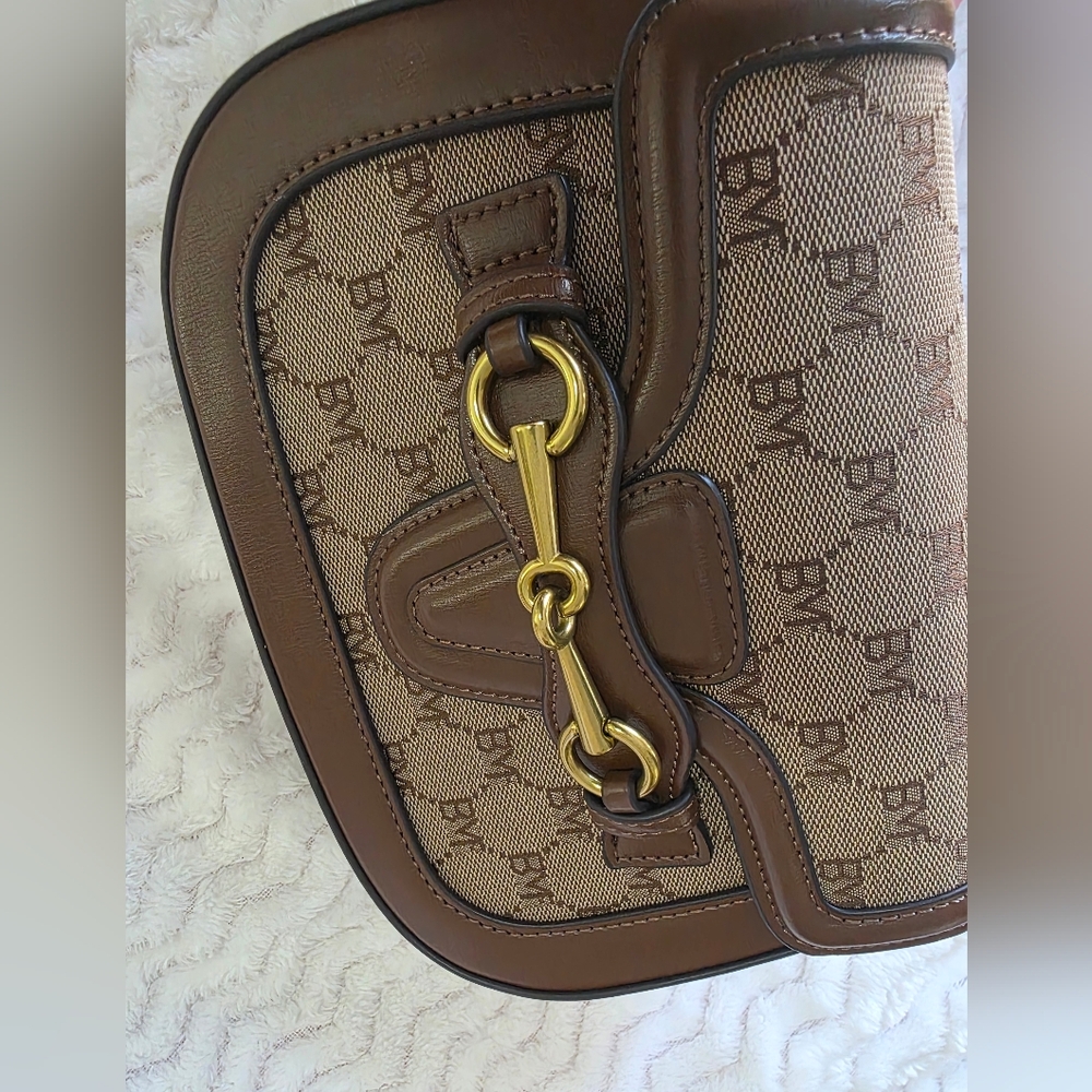 Casual Brown Monogram Crossbody Bag - Picture 4 of 12